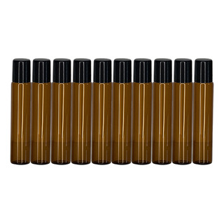 Kit 10 - Vidrinho Roll On Ambar 10ml Tampa Preta Promoçã Kit 10 - Vidrinho Roll On Ambar 10ml Tampa Preta Promoçã