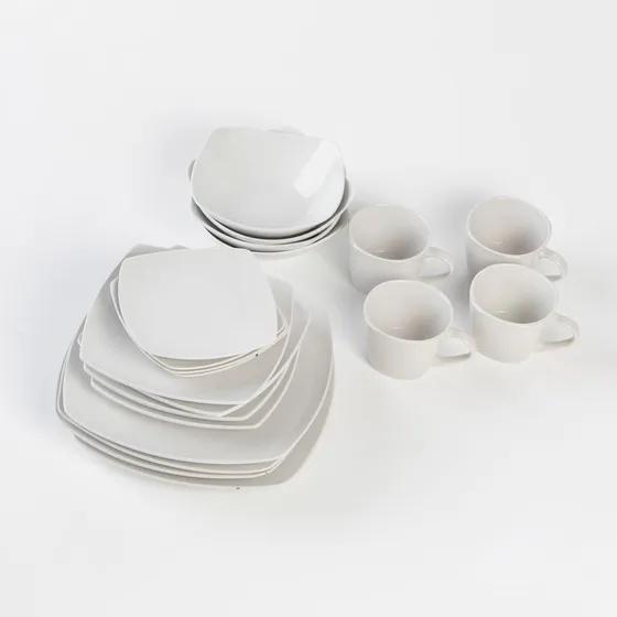 Set Vajilla 16 Piezas Platos Tazas Porcelana Green Bazar