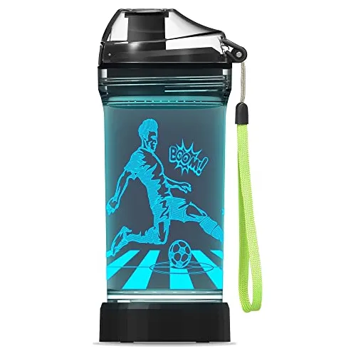Lightzz Niños Botella De Agua Con 3d Brillante Futbol Hwkgg