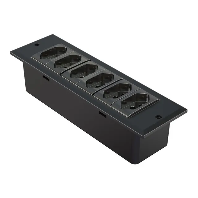 Régua Caixa De Tomada Embutir Mesa C/ 6 Tomadas Flex- Re06fn