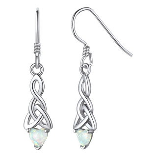 Pendientes Mujer Opal Heart Birthstone Celtic Knot Colgante Pendientes Mujer Opal Heart Birthstone Celtic Knot Colgante