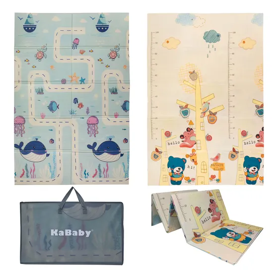 KaBaby Infantil Tapete Tatame Dobrável Dupla Face Emborrachado Cor Azul