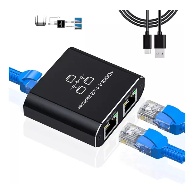 Adaptador Splitter De Red Rj45 Velocidad 1000mbps