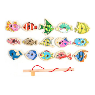 Juego De Pesca Magnético De Madera De 15 Piezas, Juguete Div Juego De Pesca Magnético De Madera De 15 Piezas, Juguete Div