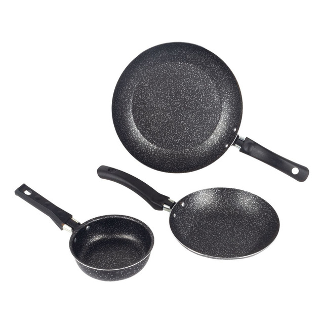 Conjunto De Frigideiras Antiaderente 3 Peças Nacional Cor Preto Conjunto De Frigideiras Antiaderente 3 Peças Nacional Cor Preto