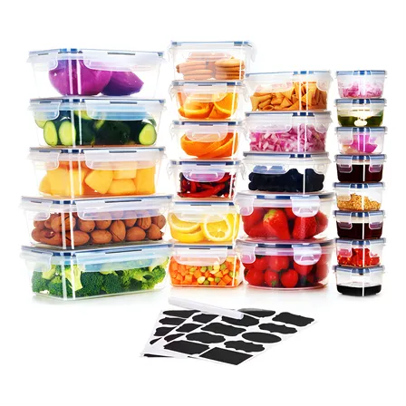 Contenedor Hermetico Comida,recipientes Almacenamiento 24pz Pisoma Negro