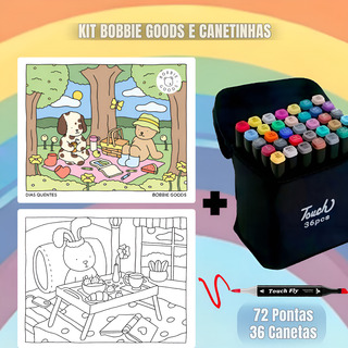Kit Livro De Colorir Bobbie Goods + Conjunto Estojo Canetas Canetinha 36 Cores Kit Livro De Colorir Bobbie Goods + Conjunto Estojo Canetas Canetinha 36 Cores