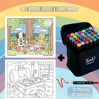 Kit Livro De Colorir Bobbie Goods + Conjunto Estojo Canetas Canetinha 36 Cores Kit Livro De Colorir Bobbie Goods + Conjunto Estojo Canetas Canetinha 36 Cores