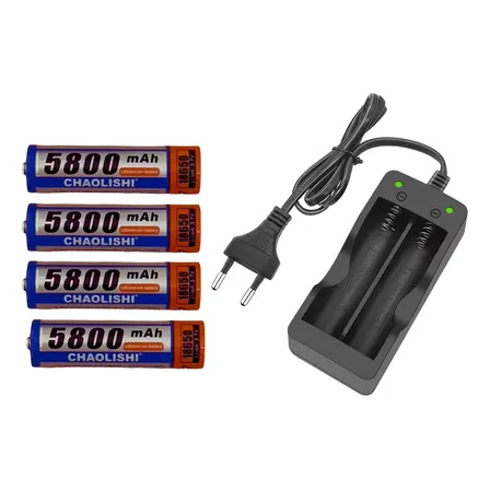 Cargador Pilas De Litio Incluye 4 Pilas 18650 5800mah 3.7v