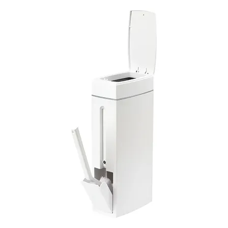 Lixeira Com Escova Para Banheiro 4,5l Branca Fina Branco