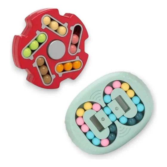2 Fidget Toys Cubo Dedo Feijão Mágico Rotativo Anti Stress