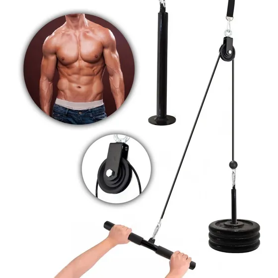 Polea Alta Gimnasio Soporte + Cable + Barra Gym Colgar Gmp