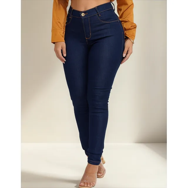 Calça Jeans Preta Feminina Super Lycra Skinny Cintura Alta Calça Jeans Preta Feminina Super Lycra Skinny Cintura Alta