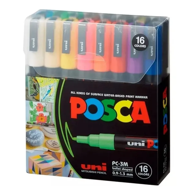 Rotuladores Posca Plumones Uni Pc, 3 M, 16 Colores Color Pc-3m-16c