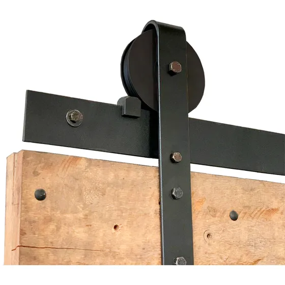 Kit Porta De Celeiro Para Portas Até 150kg Trilho 3 M Cor Preto