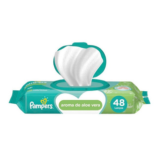 Toalhinhas Umedecidas Pampers Aloe Vera Com 48 Toalhinhas Umedecidas Pampers Aloe Vera Com 48