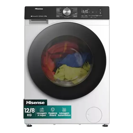 Lava e Seca Hisense 3S 12kg / 8kg Wi-Fi, 4 em 1, Inverter, 16 programas, Ciclo Rápido, Economia de Água-WD3S1243