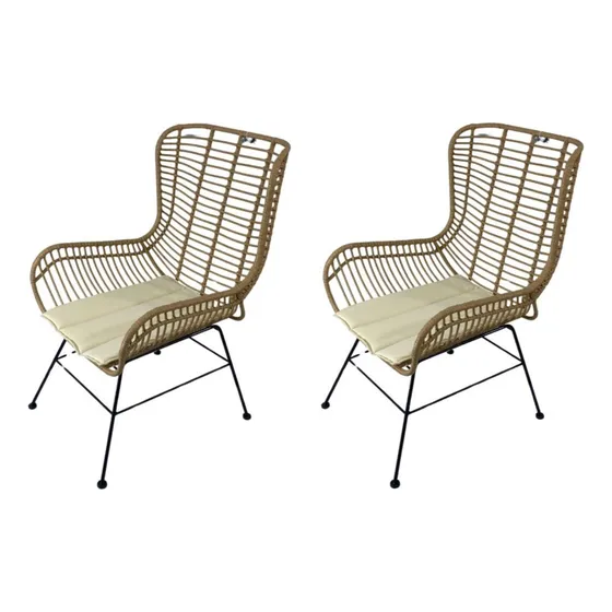 Par Sillones 1 Cuerpo De Rattan Natural Denver Con Almohadon
