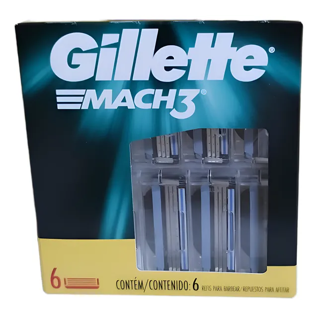 Gillette Mach3 6 Cartuchos De Afeitar Con 3 Hojas