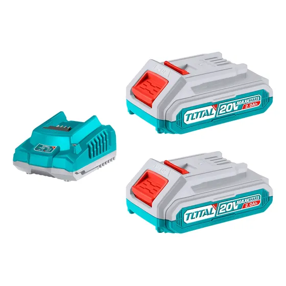 Set, 2 Baterías Litio Ion 2.0ah + Cargador Rápido 20v Total