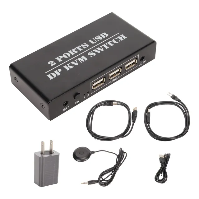 Displayport Kvm 2 Puertos 4k 60hz De Aleación De Aluminio De