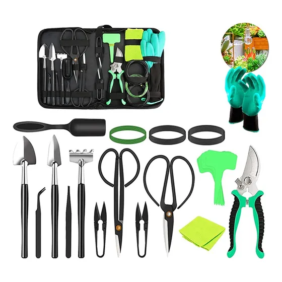  Kit De Jardinería Set X24 Piezas Estuche Pala Pinza Tijeras