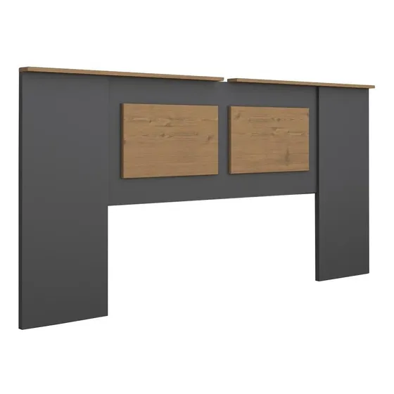 Respaldo Sommier Queen Cabecera Madera Dormitorio V - Lcm Color Grafito/Miel