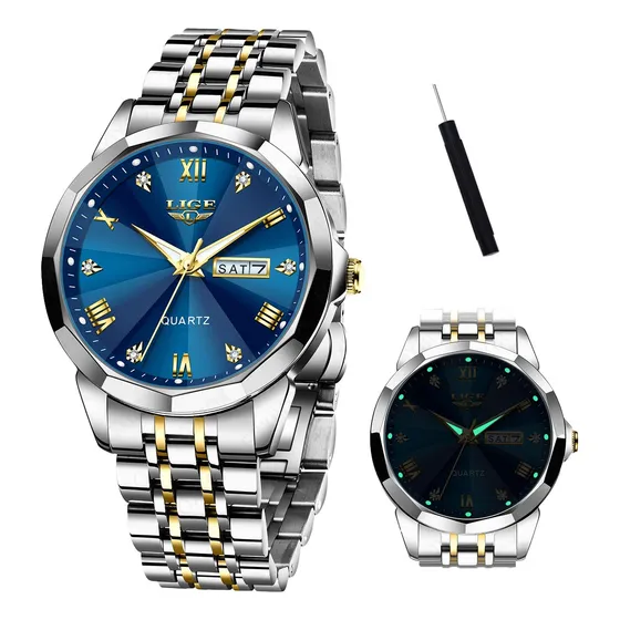 Reloj Pulsera Hombre Fecha Luminiscente Acero Inoxidable