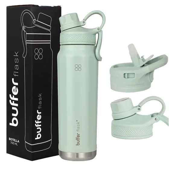 Termo Botella Agua Termica Acero Inoxidable Buffer + Tapas Sage Green
