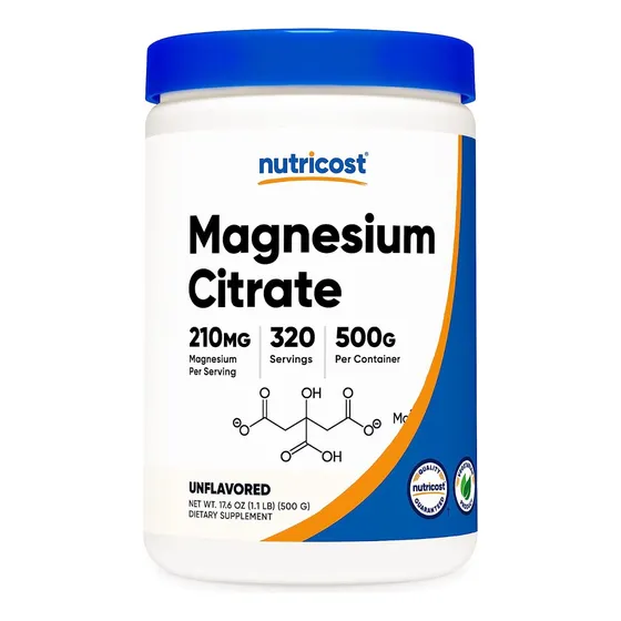 Citrato De Magnesio 420mg Nutricost De 500g En Polvo 