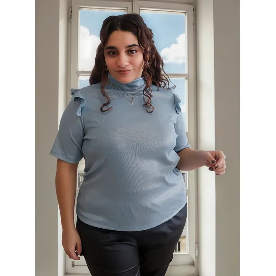 Remera Mujer Ananá Plus Size Media Polera Volado Morley Foil