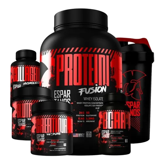 Whey Protein + Bcaa + Creatina + Glutamina + Colágeno + Copo Sabor Baunilha
