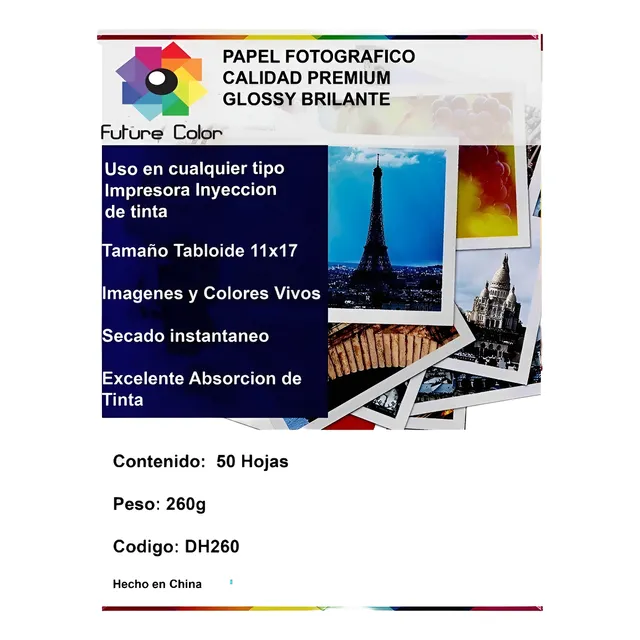 Papel Fotográfico Glossy Brillante Tabloide 260gr 100 Hojas