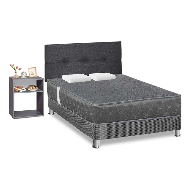Juego De Dormitorio Forli Acqua Gris 2plz + Velador Turin