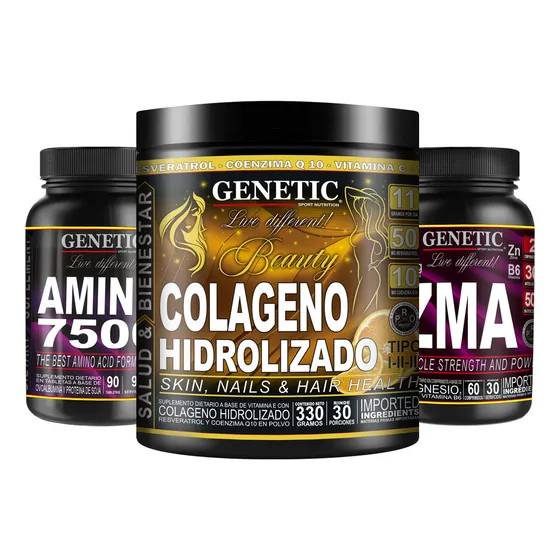 Colágeno Aminoacidos Esenciales Zinc Magnesio Vit B6 Genetic Sabor Naranja