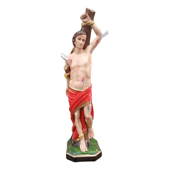 Imagem De São Sebastião Em Resina, 60cm Vermelho