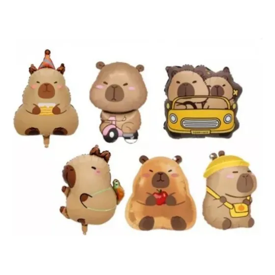 Set Globos Capibara Decoracion De Fiesta De Cumpleaños 6pcs Color Marrón Capybara