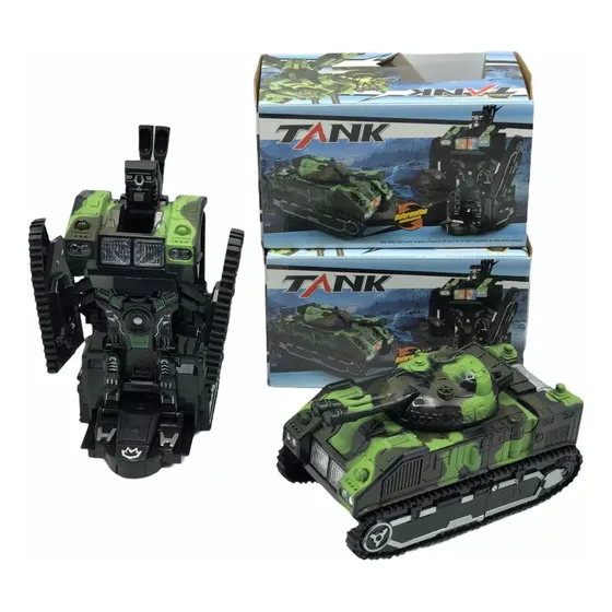 Juguete Auto Robot Tanque Transformers Luz Sonido Babymovil Color Verde