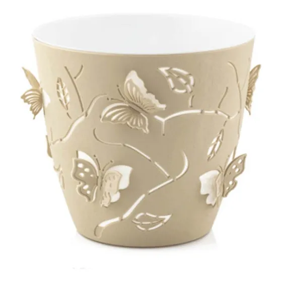 Vaso Cachepot Para Plantas Suculentas Flores Bege 3d 2,5 Lts