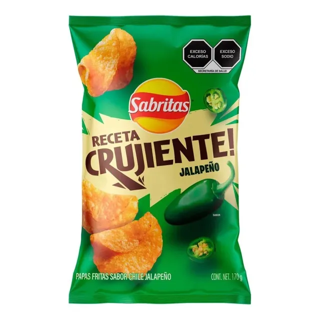 Papas Sabritas Receta Crujiente Sabor Jalapeño 170 G 3 Pzas