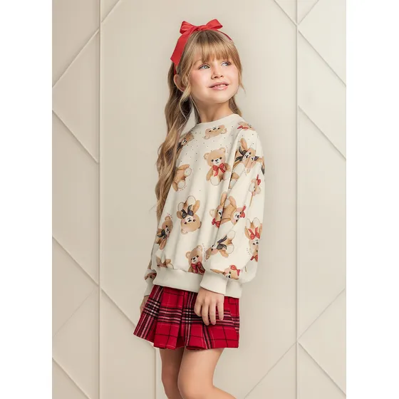 Conjunto Blusão Com Shorts Saia Trick Nick Bege