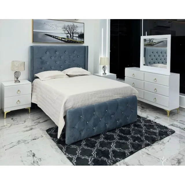 Juego De Habitacion Moderno Espaldar Tapizado Queen 60x75