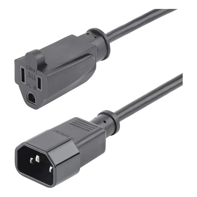 Startech.com 1ft (30cm) Computer Power Cord 10 Pack - C14 To Nema 5-15r Adapter - Multipack 3-prong Pc Monitor Cable (pac10010pk)
