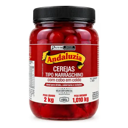 Cereja Premmium Em Calda Marrasquino Com Cabo 2,0 Kg