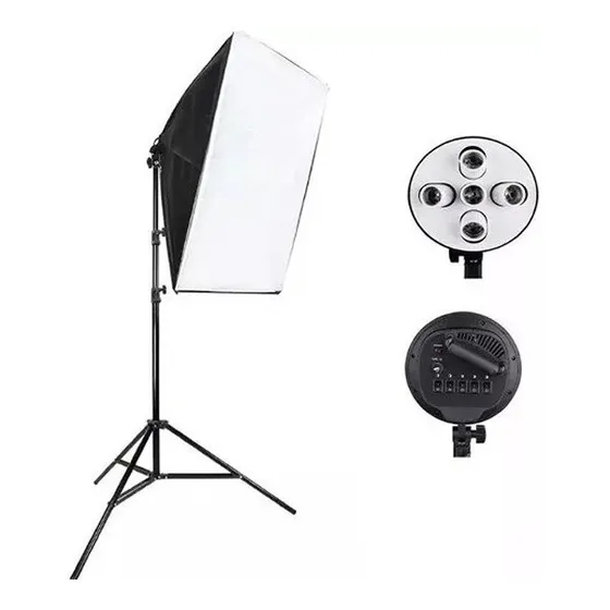 Softbox 50x70cm Portalámpara 5 Lamps + Tripode 2,40 M