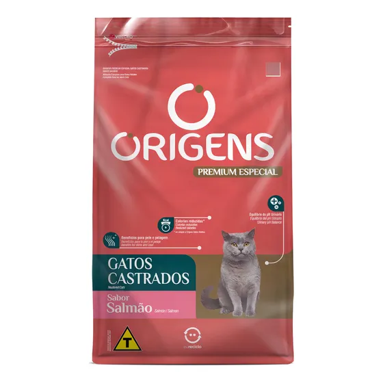 Ração Origens Gato Senior 7+ Castrado Salmão 1kg