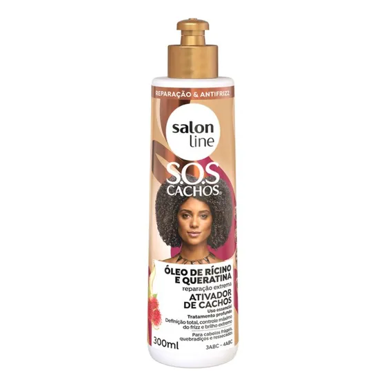 Ativador Sos Cachos Rícino Queratina Repara Salon Line 300ml