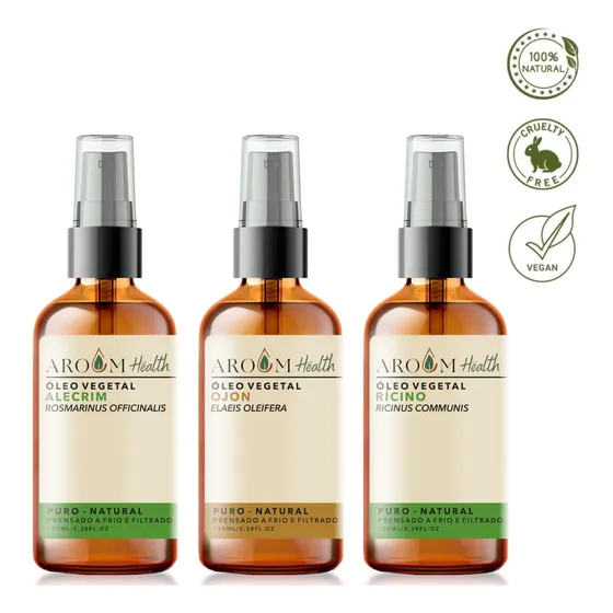 Kit óleos capilares de Alecrim, Ojon polpa e Rícino - 100 ml