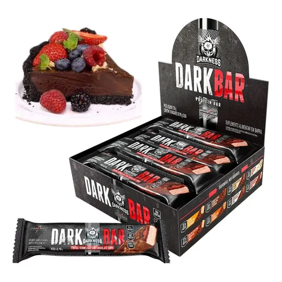 Dark Bar Barra Darkness Novas Integral Médica Proteína Sabor Frutas Vermelhas Com Choc Chips