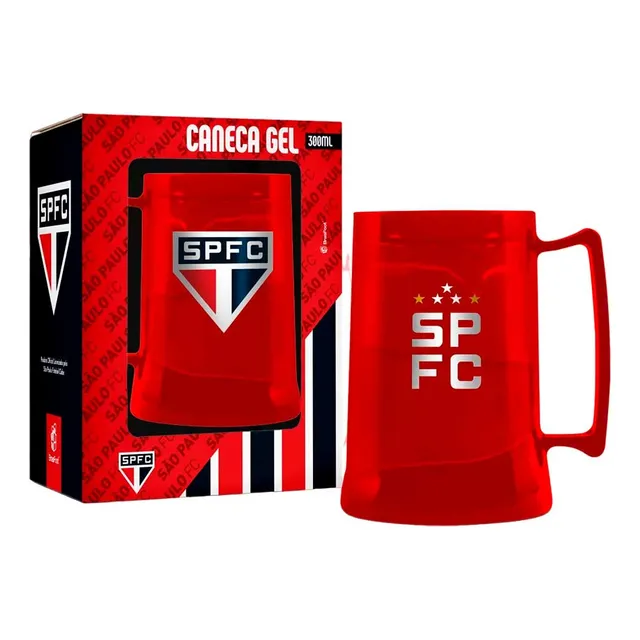 Caneca Gel 300ml Times Futebol Oficial Na Caixa P/ Presente